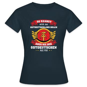Ostdeutschland Ostdeutscher Ossi DDR Geschenk - Frauen T-Shirt - Navy - Vorne - AI Model Female 172 dark (172cm)