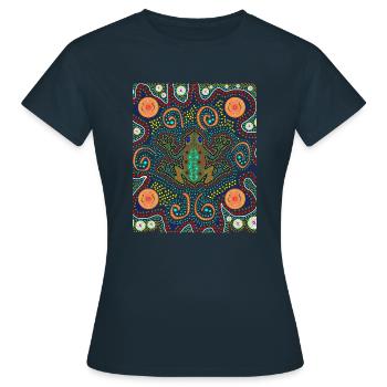 Grenouille d'art aborigène - T-shirt Femme - marine - Devant - AI Model Female 172 dark (172cm)