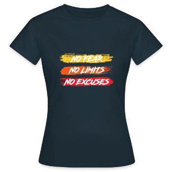 Motivation pas de peur pas de limites pas d'excuses - T-shirt Femme - marine - Devant - AI Model Female 172 dark (172cm)