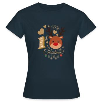 Le premier Noël de bébé - T-shirt Femme - marine - Devant - AI Model Female 172 dark (172cm)