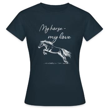 My horse - my love Pferdemotiv & Hingucker - Frauen T-Shirt - Navy - Vorne - AI Model Female 172 dark (172cm)