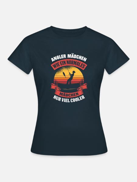Angeln Mädchen Anglerin - Frauen T-Shirt - Navy