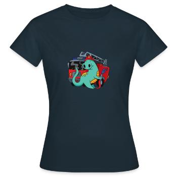 Camion de pompiers avec lumière bleue Dino - T-shirt Femme - marine - Devant - AI Model Female 172 dark (172cm)