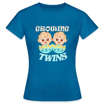 Twins Pregnant Mom Growing Up Baby Gift - Women's T-Shirt - antique blue sapphire heather - Front - AI Model Female 172 dark (172cm)