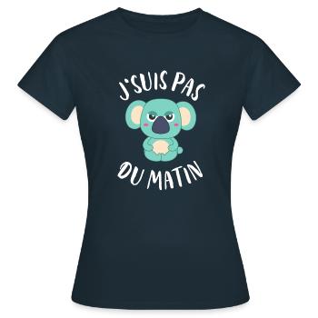 J'Suis Pas Du Matin Koala - T-shirt Femme - marine - Devant - AI Model Female 172 dark (172cm)