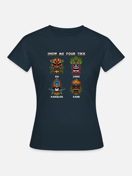 Tiki Drôle de masque et la culture hawaïenne - T-shirt Femme - marine
