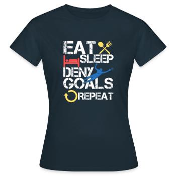 Lustige Fußball Sprüche und coole Fußball Torwart - Frauen T-Shirt - Navy - Vorne - AI Model Female 172 dark (172cm)