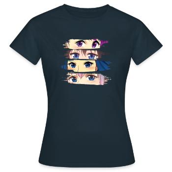 Visages d’anime - Manga Otaku - T-shirt Femme - marine - Devant - AI Model Female 172 dark (172cm)
