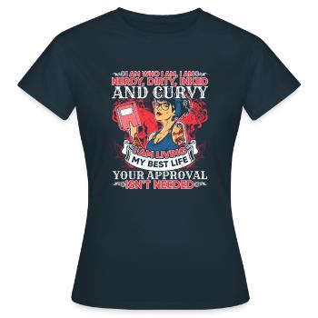 Liebe Bücher Nerdy Curvy Inked Frauenrechte Gesche - Frauen T-Shirt - Navy - Vorne - AI Model Female 172 dark (172cm)