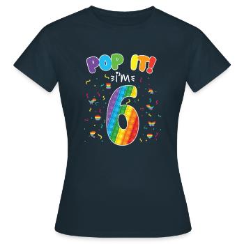 Pop It J’ai 6 ans 6ème anniversaire Fidget - T-shirt Femme - marine - Devant - AI Model Female 172 dark (172cm)