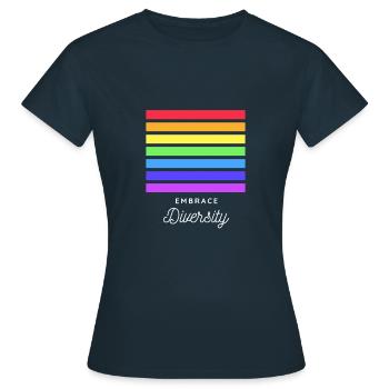 Embrasser la diversité - T-shirt Femme - marine - Devant - AI Model Female 172 dark (172cm)