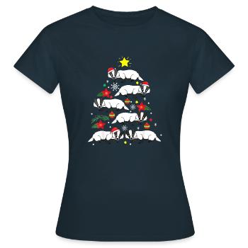 Miel Blaireau Poisson Arbre d’ornement de Noël - T-shirt Femme - marine - Devant - AI Model Female 172 dark (172cm)