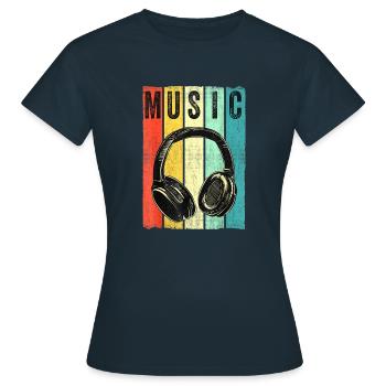 Casque DJ amateur de musique électronique - T-shirt Femme - marine - Devant - AI Model Female 172 dark (172cm)