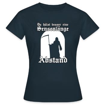 Sensenmann Kostüm Zynisch Makaber Misanthropen - Frauen T-Shirt - Navy - Vorne - AI Model Female 172 dark (172cm)