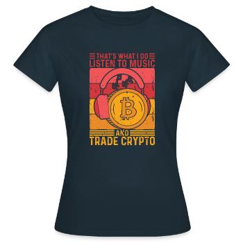 Musik und Handel Crypto Lifestyles Cryptocurrency - Frauen T-Shirt - Navy - Vorne - AI Model Female 172 dark (172cm)