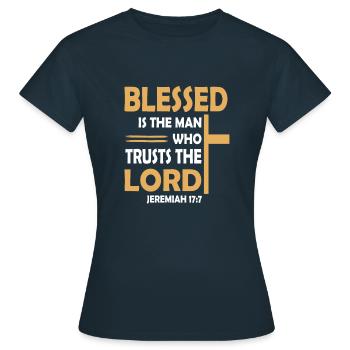 Bible Scripture Verse Jeremiah 17 7 Inspirational - Women's T-Shirt - navy - Front - AI Model Female 172 dark (172cm)