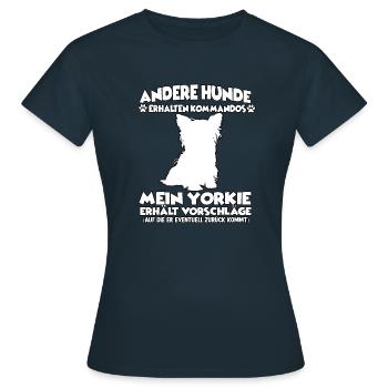 Drôle d’obéissance Yorkshire Terrier Dressage de chien - T-shirt Femme - marine - Devant - AI Model Female 172 dark (172cm)