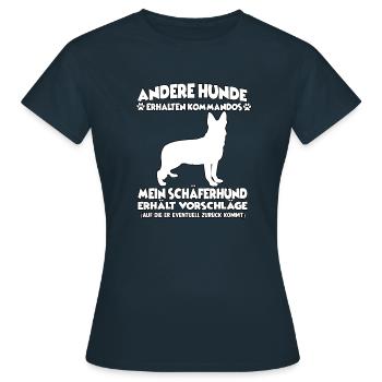 Drôle d’obéissance Chiens de berger allemand - T-shirt Femme - marine - Devant - AI Model Female 172 dark (172cm)