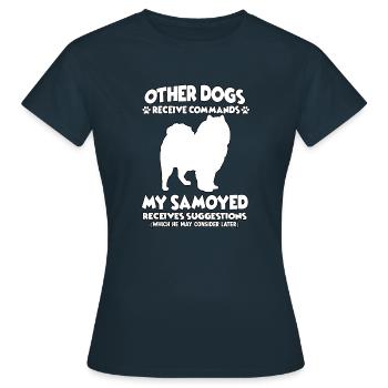 Drôle d’obéissance Samoyed Chien Dressage Hun - T-shirt Femme - marine - Devant - AI Model Female 172 dark (172cm)