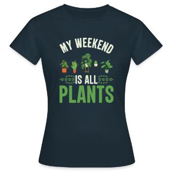 Entspannen und abschalten Blumen pflanzen und ernt - Frauen T-Shirt - Navy - Vorne - AI Model Female 172 dark (172cm)