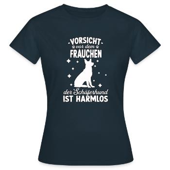 Lustiges Schäferhund Frauchen Motiv Hundeschule - Frauen T-Shirt - Navy - Vorne - AI Model Female 172 dark (172cm)