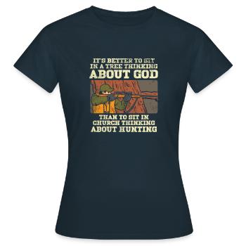 HUNTING: Thinking About Hunting - Frauen T-Shirt - Navy - Vorne - AI Model Female 172 dark (172cm)