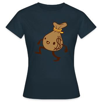 Comic lebendiger Geld Sack - Frauen T-Shirt - Navy - Vorne - AI Model Female 172 dark (172cm)