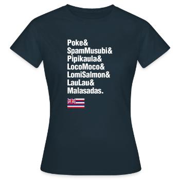 Hawaiian Food Poke Spam Musubi Hawaii Pride - Women's T-Shirt - navy - Front - AI Model Female 172 dark (172cm)