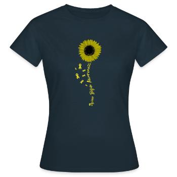 Daisy Flower Spina Bifida Awareness Ribbon - Women's T-Shirt - navy - Front - AI Model Female 172 dark (172cm)