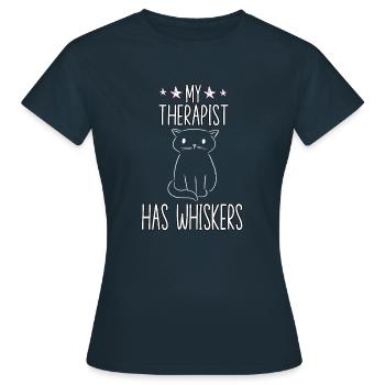 Mein Therapeut hat Schnurrhaare Katzenhalter Katze - Frauen T-Shirt - Navy - Vorne - AI Model Female 172 dark (172cm)