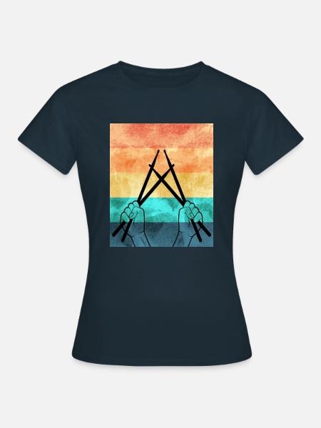 Drummer Drumsticks Retro Vintage T-Shirt - Frauen T-Shirt - Navy