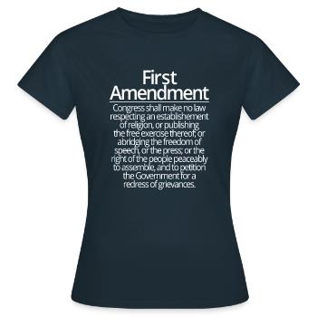 First Amendment American Constitution - Women's T-Shirt - navy - Front - AI Model Female 172 dark (172cm)