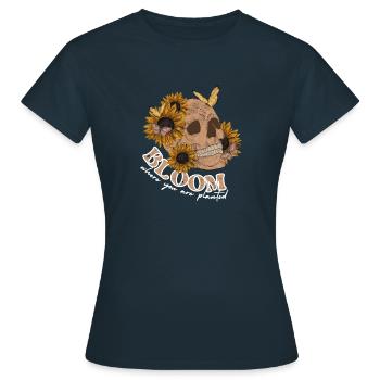 bloom where you are planted Rainbow Blooms - Women's T-Shirt - navy - Front - AI Model Female 172 dark (172cm)
