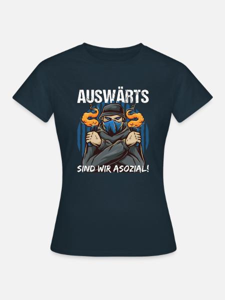 Fußball Fan Pyro Statement Geschenk - Frauen T-Shirt - Navy