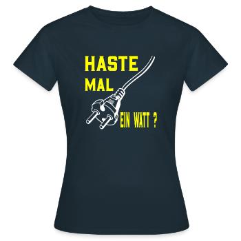 Energie sparen Energiekrise Energie betteln lustig - Frauen T-Shirt - Navy - Vorne - AI Model Female 172 dark (172cm)
