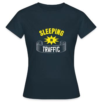 sleeping in traffic - Women's T-Shirt - navy - Front - AI Model Female 172 dark (172cm)