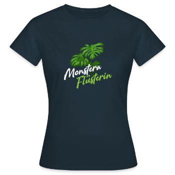 Monstera Whisperer Plant Mama Window Leaf - T-shirt Femme - marine - Devant - AI Model Female 172 dark (172cm)