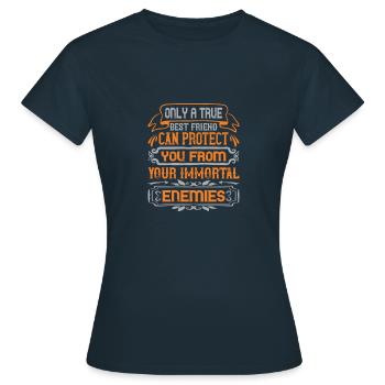 Seul un vrai meilleur ami peut vous protéger de votre - T-shirt Femme - marine - Devant - AI Model Female 172 dark (172cm)
