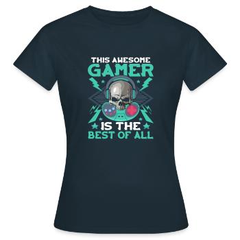Awesome Gamer - T-shirt Femme - marine - Devant - AI Model Female 172 dark (172cm)