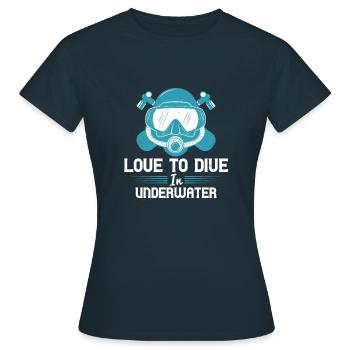J’adore plonger sous l’eau - T-shirt Femme - marine - Devant - AI Model Female 172 dark (172cm)
