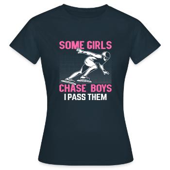 Traîneau à chiens de traîneau Courses de chiens de traîneau - T-shirt Femme - marine - Devant - AI Model Female 172 dark (172cm)