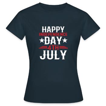 happy independence day 4th july - Women's T-Shirt - navy - Front - AI Model Female 172 dark (172cm)