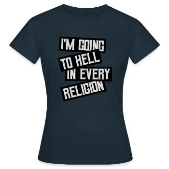 in going to hell - Women's T-Shirt - navy - Front - AI Model Female 172 dark (172cm)