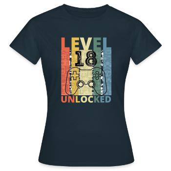 Level 18 Freigeschaltet Lustiger Gamer Geburtstag Achtzehn - Frauen T-Shirt - Navy - Vorne - AI Model Female 172 dark (172cm)