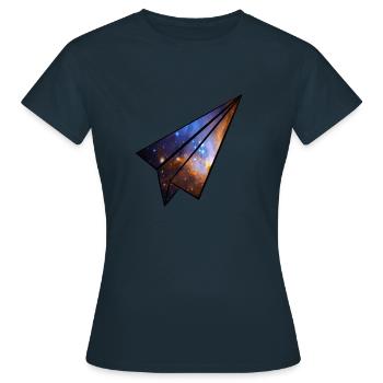 Papierflieger Universum - Frauen T-Shirt - Navy - Vorne - AI Model Female 172 dark (172cm)