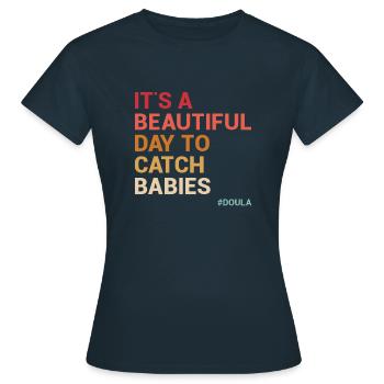 L&D Krankenschwester Weihnachten Labor Doula Entbi - Frauen T-Shirt - Navy - Vorne - AI Model Female 172 dark (172cm)