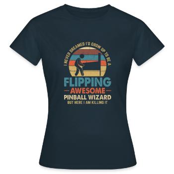 Retro Pinball Machine Vintage Arcade Spiel Flipper - Frauen T-Shirt - Navy - Vorne - AI Model Female 172 dark (172cm)