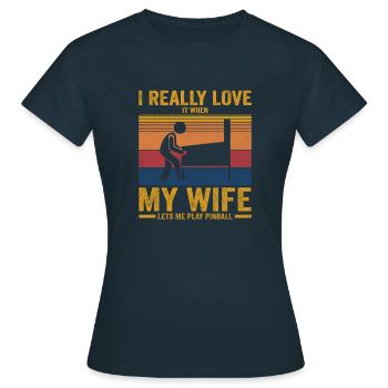 Arcade Maschine Vintage Retro Flipper Spiel Liebha - Frauen T-Shirt - Navy - Vorne - AI Model Female 172 dark (172cm)