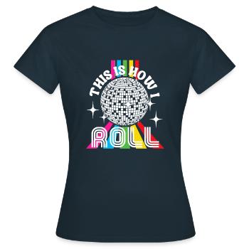 Retro Groovy Disco Balls Club Funny Vintage Part - T-shirt Femme - marine - Devant - AI Model Female 172 dark (172cm)