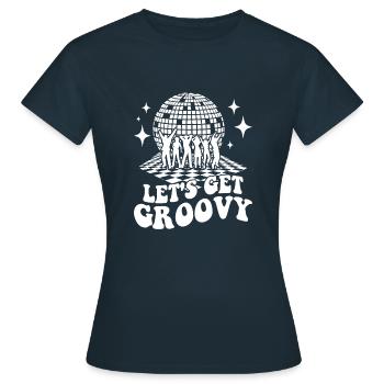 Retro Groovy Club Vintage Party Funny Disco Ball - T-shirt Femme - marine - Devant - AI Model Female 172 dark (172cm)